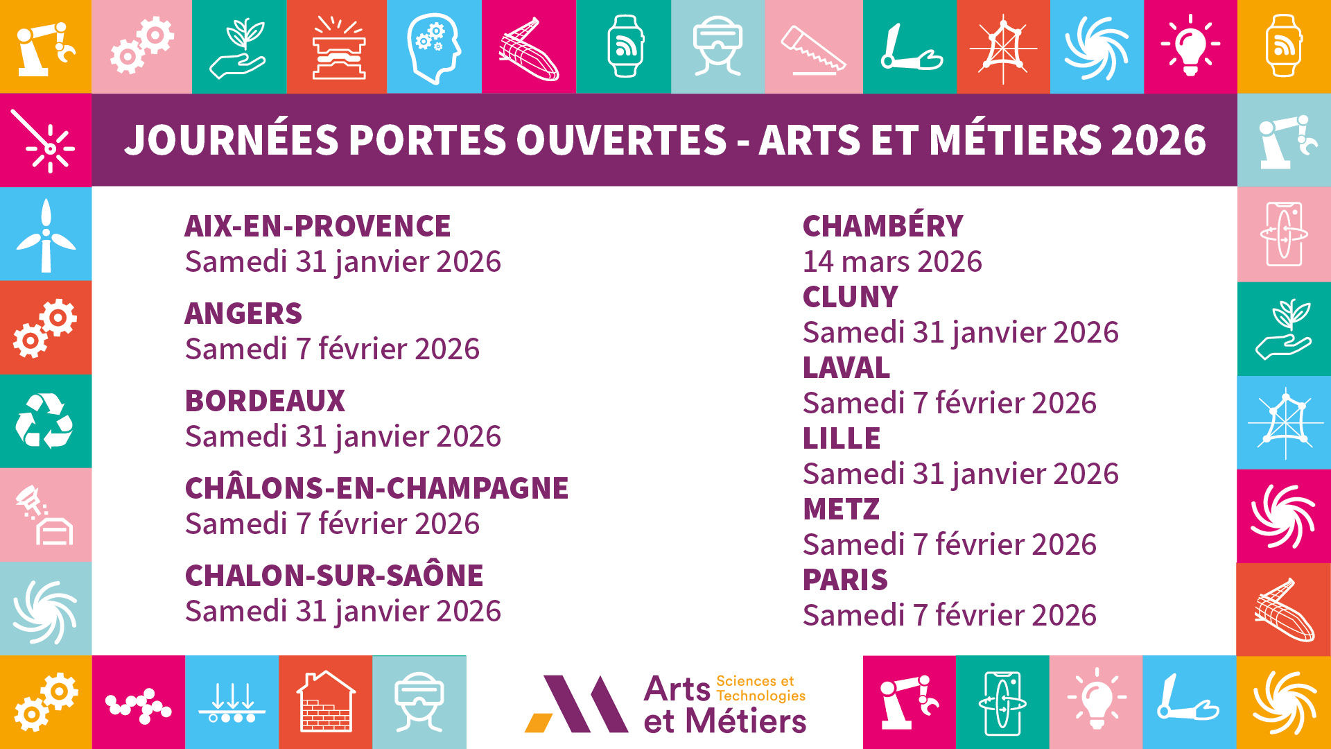 Dates - Journées Portes Ouvertes 2026 campus Arts et Métiers ENSAM (visuel)